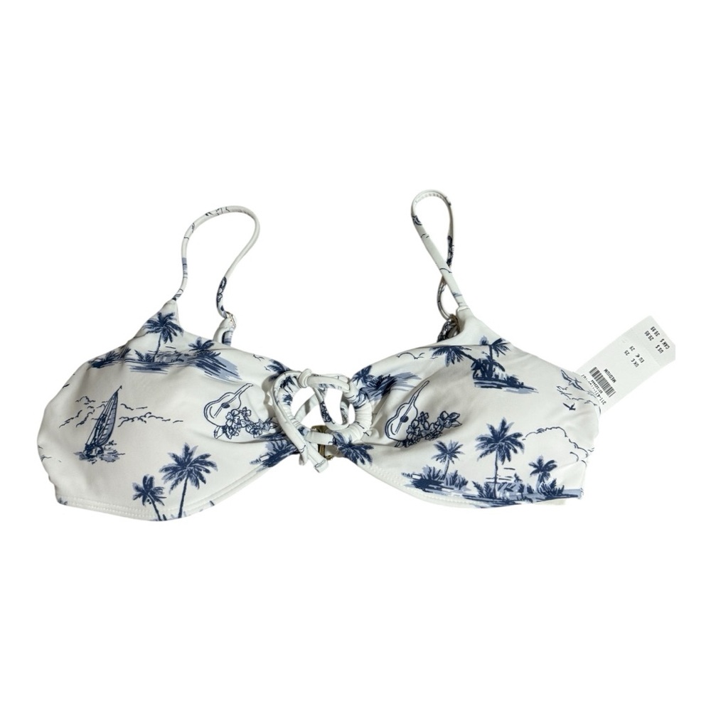Hollister White and Blue Bikini Top